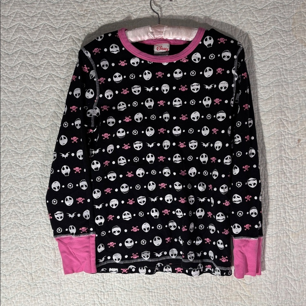 Disney Black and Pink Skull Pajama Pants & Shirt Jack Skellington Nightmare Xmas - Picture 1 of 7